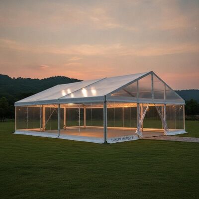 20x40FT 高級 クリア スパン 結婚式 幕張 幕張 大聖堂 ピーク アルミ枠 パノラマ PVC サイドウォール